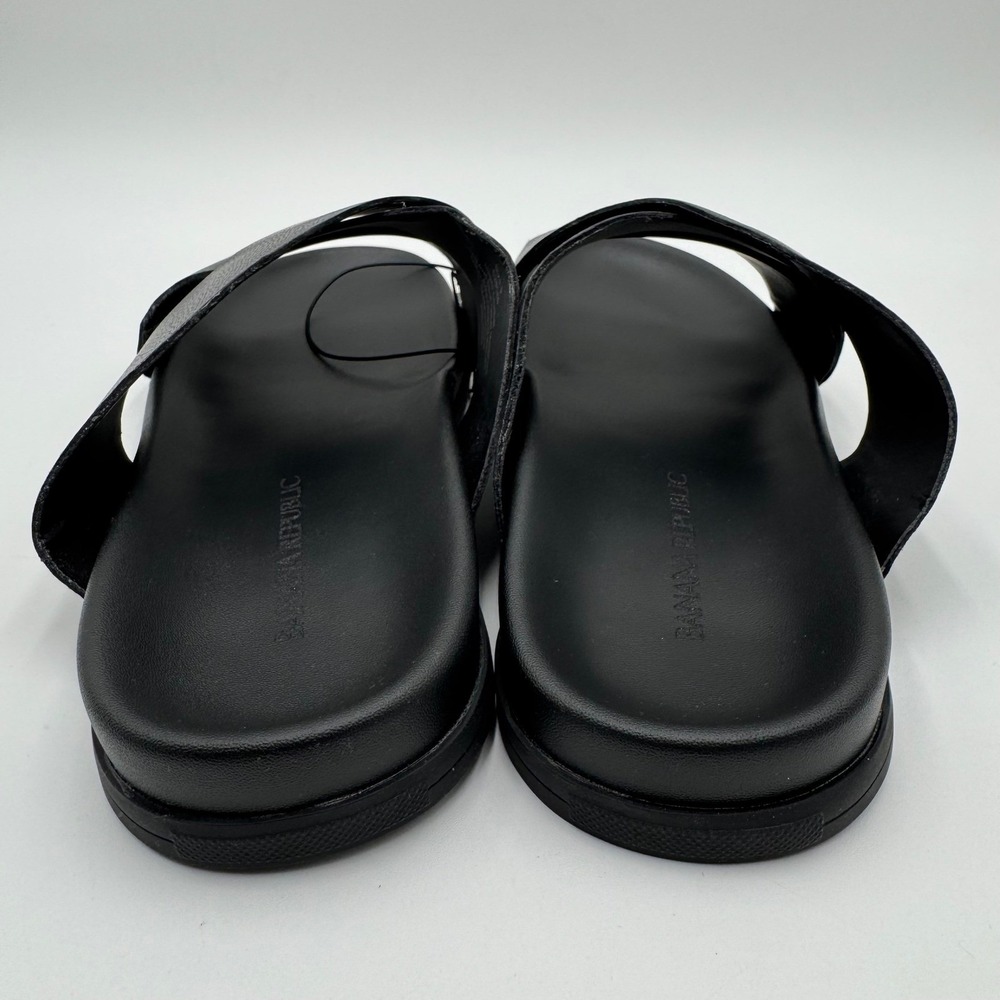 NEW Banana Republic Crossover Leather Slide Sandals 9 Black Minimalist 629080 - Picture 3 of 15